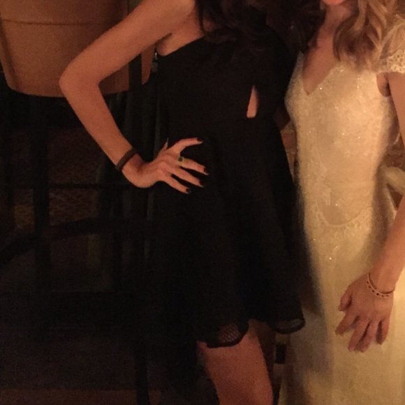 JAYGODFREY Black Floral Appliqué Embroidery Mini A- Line Dress Size 0 - Picture 9 of 9